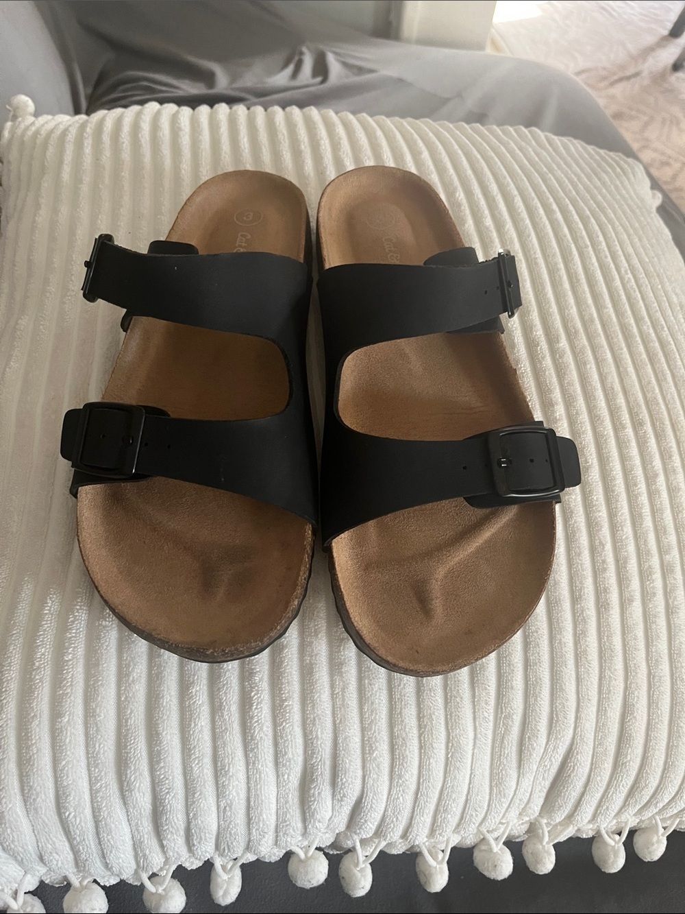 Cat & Jack Black Double Buckle Slide Sandals